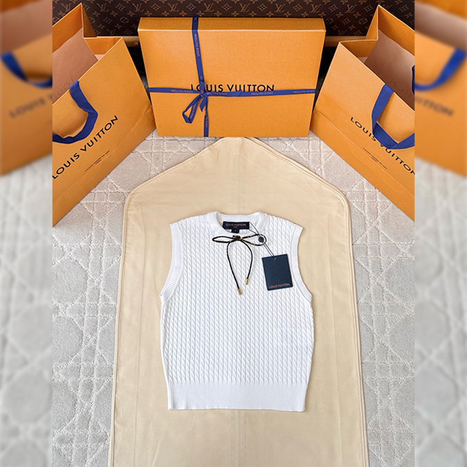 lv louis vuitton cable-knit sleeveless top